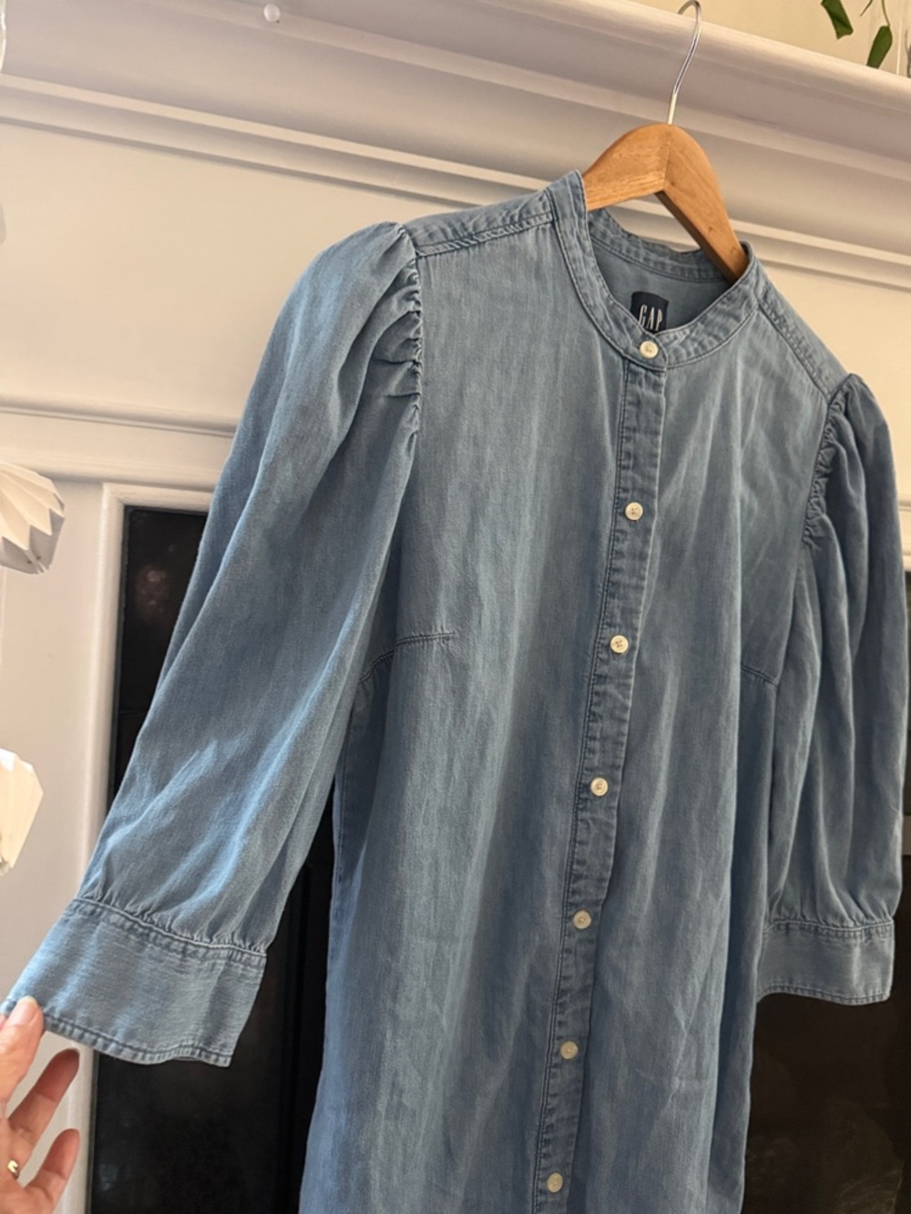 GAP denim midi dress size L blue cottage boho classic summer casual vacation - Picture 3 of 6